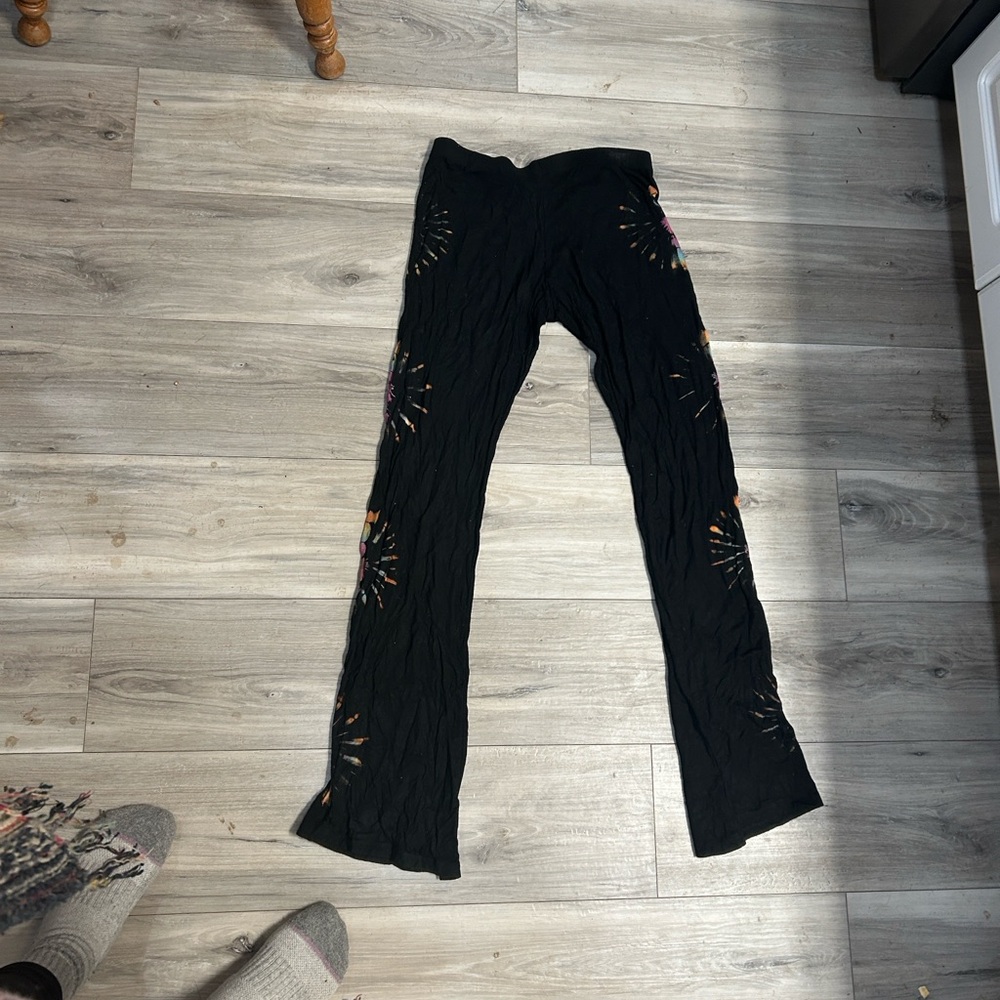 Black Pants with Colorful Floral Tie Dye